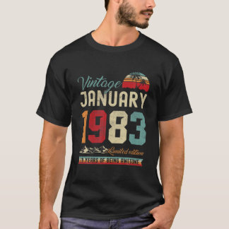 Camiseta Vintage 39Th Birthday January 1983 39 Years Old