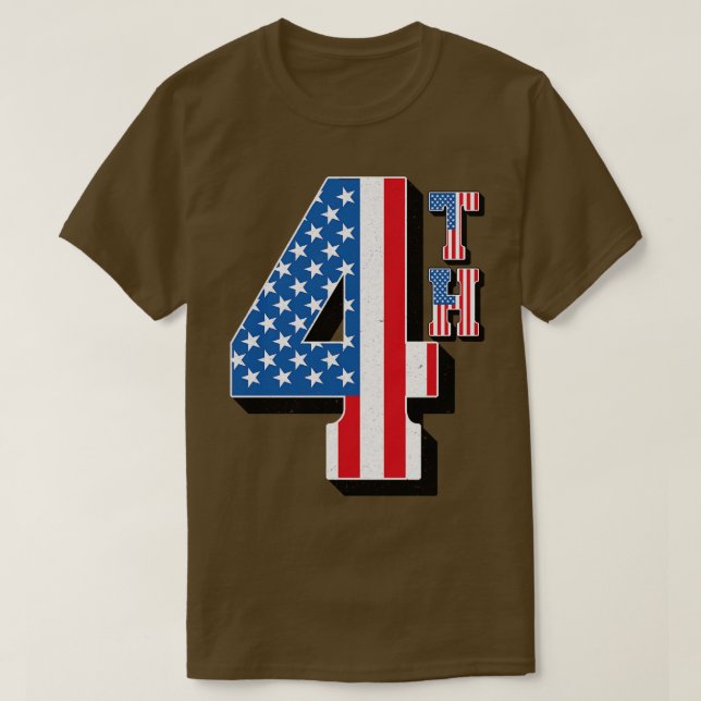 Camiseta Vintage 4º texto de bandera estadounidense (Diseño del anverso)