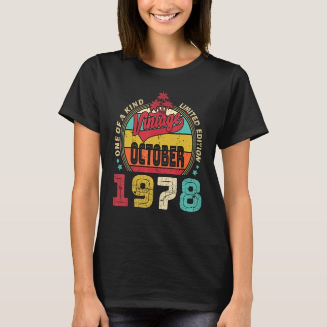Camiseta Vintage 44º cumpleaños increíble desde octubre de  (Anverso)