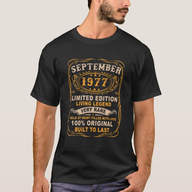Camiseta Vintage 44 Años Septiembre 1977 44º Cumpleaños (Anverso)