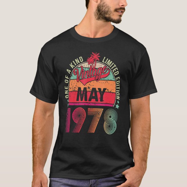 Camiseta Vintage 44th Birthday Awesome From May 1978 (Anverso)