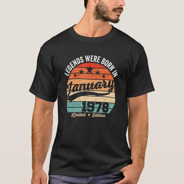 Camiseta Vintage 45th Birthday Legends Nacieron En Enero (Anverso)
