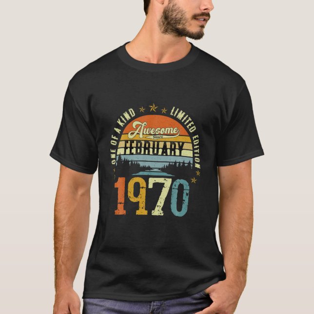 Camiseta Vintage 52º Cumpleaños Increíble Desde Febrero De  (Anverso)