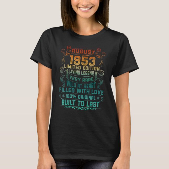 Camiseta Vintage 69 años Agosto 1953 69º cumpleaños (Anverso)