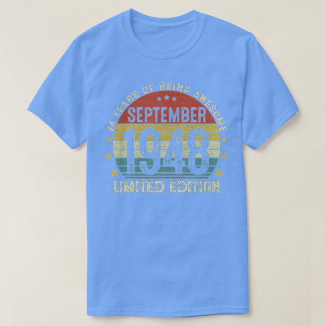 Camiseta Vintage 74th Birthday Septiembre 1948 74 años (Diseño del anverso)