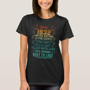 Camiseta Vintage 90 Years April 1932 90th Birthday