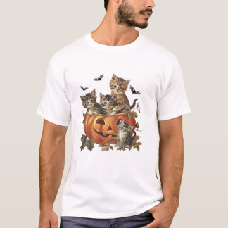 Camiseta Vintage 90s Cat Halloween Pumpkin