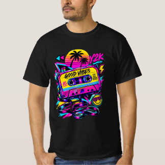 Camiseta Vintage 90s Retro Cassette Cosmic Sci-Fi Graphic T