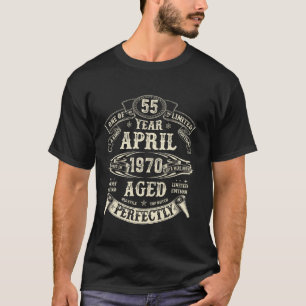 Camiseta Vintage abril 1970 55 cumpleaños Envejecido Perfec