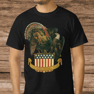 Camiseta Vintage Acción de Gracias Turquía, Águila, Bandera