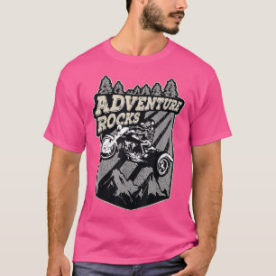 Camiseta Vintage Adventure Rocks Skeleton Riding Motorcycle