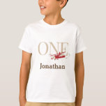Camiseta Vintage Airplane Boy Birthday Tshirts con la edad<br><div class="desc">Diseño sencillo con diseño de avión vintage y redacción de su elección.</div>