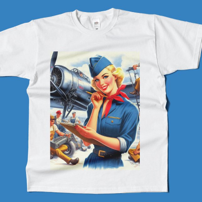 Camiseta Vintage Airplane Pin-up (Subido por el creador)