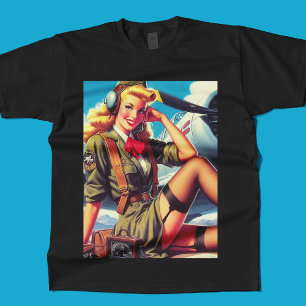 Camiseta Vintage Airplane Pin-Up