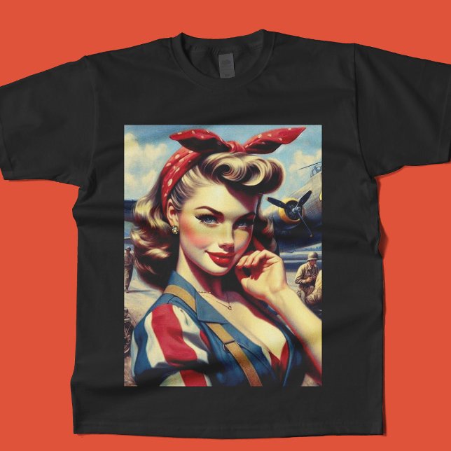 Camiseta Vintage Airplane Pin Up (Subido por el creador)