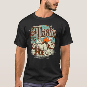 Camiseta Vintage Alaska al aire libre Retro Oso Polar y Mon