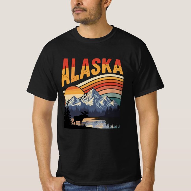 Camiseta Vintage Alaska Mountain Sunset (Anverso)