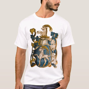 Camiseta Vintage alemán azul y oro Capricornio Escudo de ar