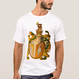Camiseta Vintage alemán verde y oro Piscis escudo de armas