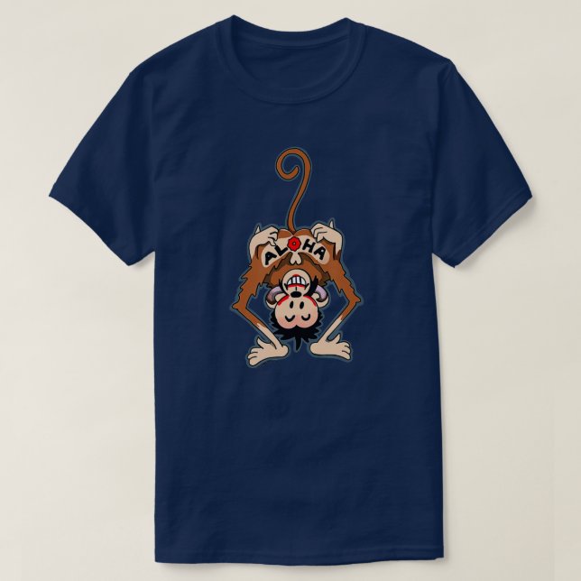 Camiseta Vintage Aloha Monkey Tattoo (Diseño del anverso)