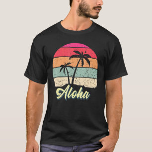 Camiseta Vintage Aloha Palm Beach Surfboard Hawaii Summer T