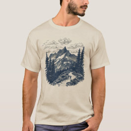 Camiseta Vintage Alpine Mountain Engraving Art