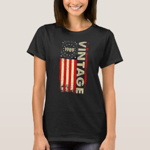 Camiseta Vintage American Flag 1989 Birthday Women Men