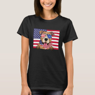 Camiseta Vintage American Flag 4 De Julio Pittbull Dad Mom