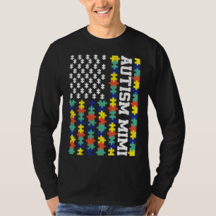 Camiseta Vintage American Flag Autism Mimi Autism Awareness