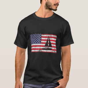 Camiseta Vintage American Flag Boating Sailing Fis
