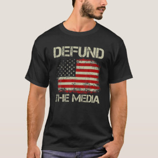 Camiseta Vintage American Flag Defund The Media