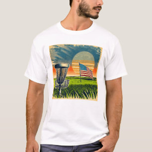 Camiseta Vintage American Flag Disk Golf Vintage Sun