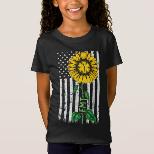 Camiseta Vintage American Flag EMT Sunflower Hippie EMT Nur