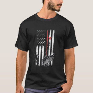Camiseta Vintage American Flag Fishing