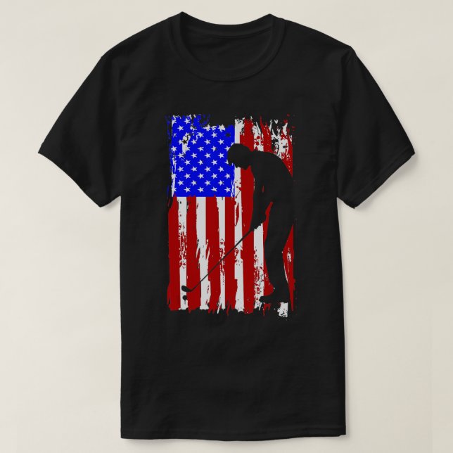 Camiseta Vintage American Flag Golf Men Women  (Diseño del anverso)