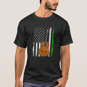 Camiseta Vintage American Flag Guitar St Patricks Day Men