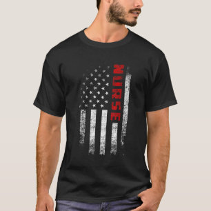 Camiseta Vintage American Flag Nurse Appartal Patriot Usa N