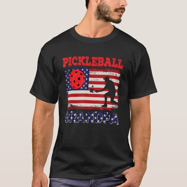 Camiseta Vintage American Flag Pickleball Grandpa Costume P (Anverso)