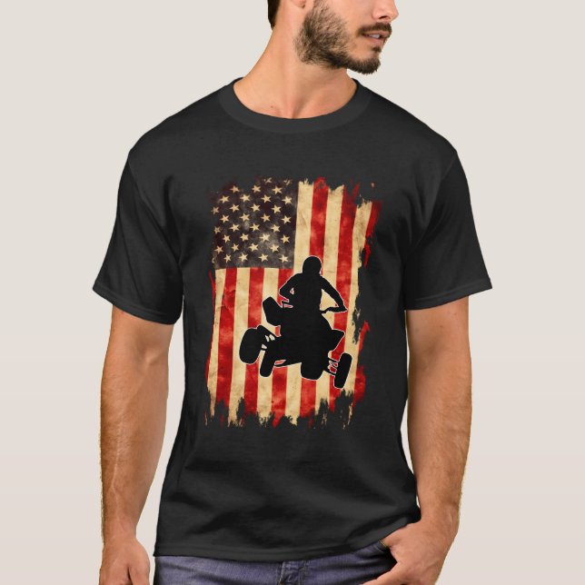 Camiseta Vintage American Flag Quad Bike Four Wheelob (Anverso)