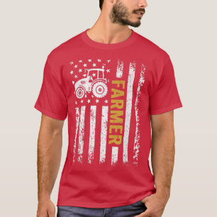 Camiseta Vintage American Flag Tractor Patriotic Farmer Far