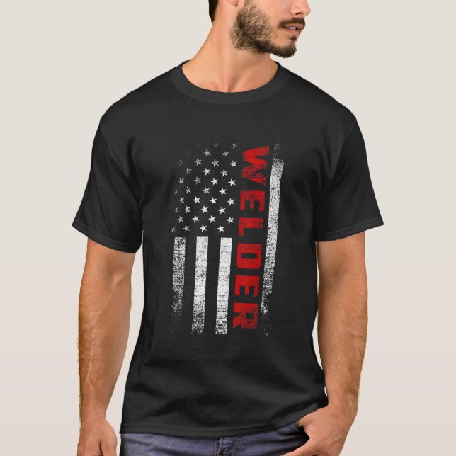 Camiseta Vintage American Flag Welder Appartal Patriot Usa  (Anverso)