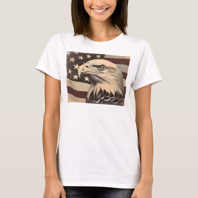 Camiseta Vintage American Flag with Bald Eagle  (Anverso)
