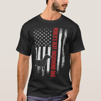Camiseta Vintage American Flag World Mejor Dachshund Dad Si
