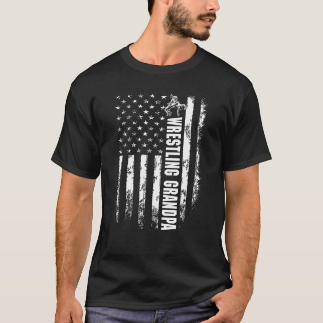 Camiseta Vintage American Flag Wrestling Grandpa Christmas (Anverso)