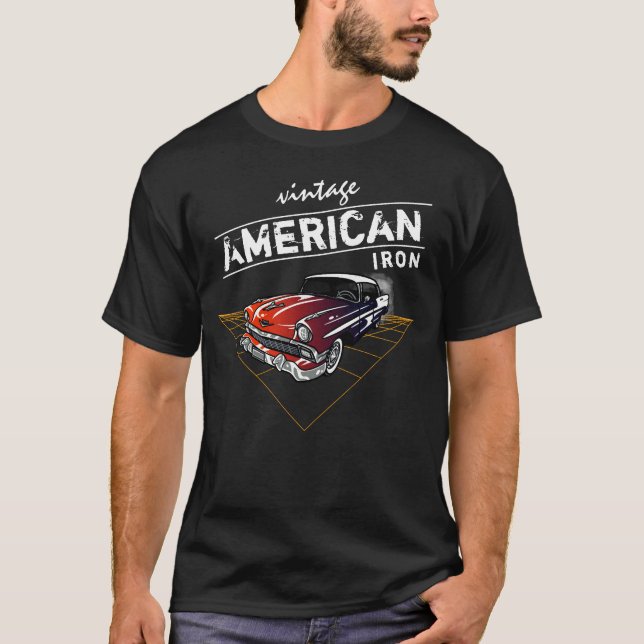 Camiseta Vintage American Iron Fifties Naranja Chevy Car  (Anverso)
