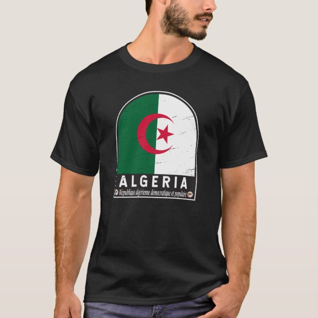 Camiseta Vintage anglosajón de bandera argelina (Anverso)