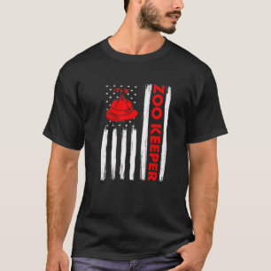 Camiseta Vintage angustiado Patriótico Zoo Keeper American