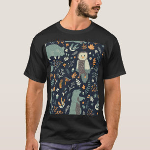 Camiseta Vintage Animales Textura Floral Sin Marea