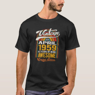 Camiseta Vintage April 1959 Edición Limitada Retro 63d Birt
