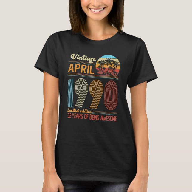 Camiseta Vintage April 1990 Cumpleaños (Anverso)